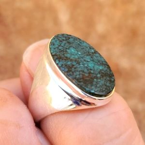 New Men's Chrysocolla 925 Silver Ring.